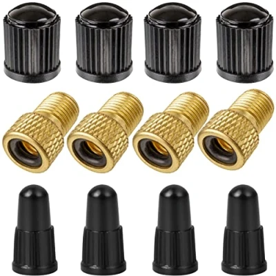 Image of Adapter Set for Dunlop and Sclaverand Valve to Schrader Valve, 12 Pack, 4 x DV + SV AV Car Caps, Presta Cap, Bicycle Adapter, Wheel