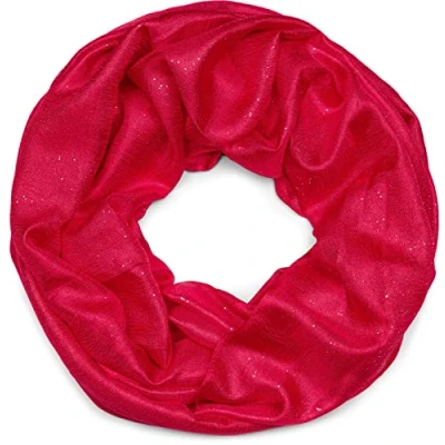 Image of styleBREAKER Ladies Loop Scarf light and silky with glitter in plain colours, tube scarf, shawl 01016214, Colour:Red