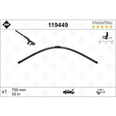 Image of 8Z1955425F Wiper blade SWF VisioFlex 119449 750mm Beam with spoiler for left hand drive vehicles 30Inch AUDI: A2