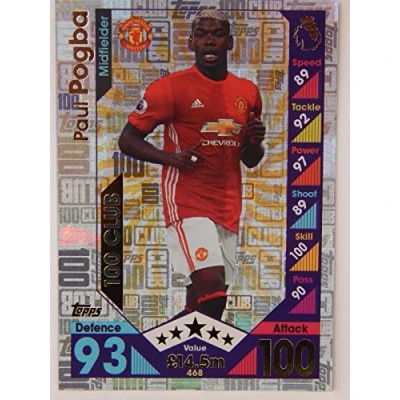 Image of Match Attax Topps 2016/2017 Paul Pogba Hundred 100 Club 16/17 Trading Card