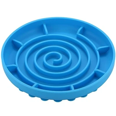 Image of Slow Feeder Dog Bowl,Doweiss Soft Rubber Silicon Eating Bowls Non Slip Puzzle Healthy Bowl for Pets