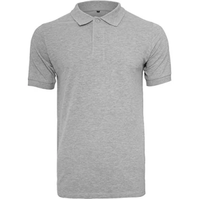 Image of Build Your Brand Piqu Polo Shirt Heather Grey 2XL