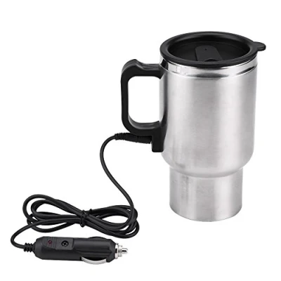 Image of Qiilu 12V 450ml Electric in Car Stainless Steel Travel Heating Cup Coffee Tea Mug