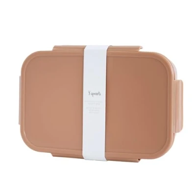 Image of 3 Sprouts Recycled Plastic Bento Box for Kids Eco Friendly Lunch Boxes Leakproof Kid Toddler Daycare with Multiple Compartments, Microwave &amp; Dishwasher Safe Rust