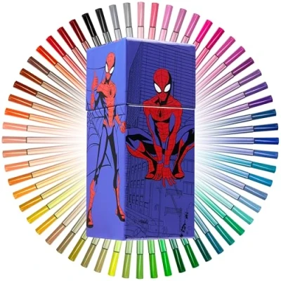 Image of Marvel Spiderman Colouring Pens for Kids 60 Pcs, Felt Tip Boys Gifts