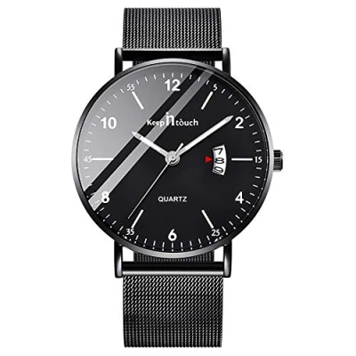 Image of MICGIGI Men&#039;s Analog Quzrtz Watches Ultra Thin Waterproof Wrist Watch with Stainless Steel Mesh Strap