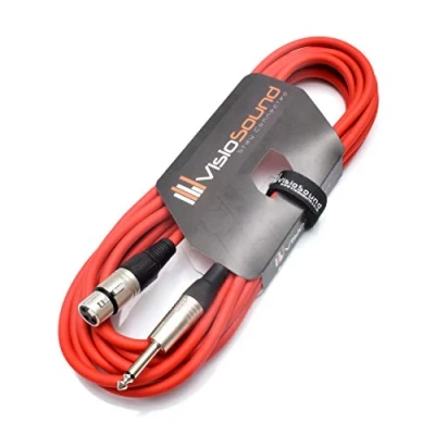 Image of Female XLR to 6.35mm 1/4&quot; Mono Jack Lead/Microphone/Signal Cable / 6 Colours 6m Red