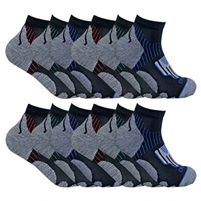 Image of Sock Snob 12 Pair Multipack Mens Cycling Socks 6 11 Black Low Cut Ideal for Running, Gym &amp; Sport (6 11, Black)