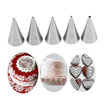 Image of Cake Decorating Tips, Nozzles Stainless Steel Icing Piping for Pastry Fondant Tools (Round)