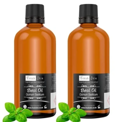 Image of Freshskin Beauty LTD Basil Essential Oil 200ml (2 x 100ml) 100% Pure &amp; Natural Oils