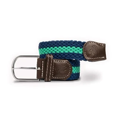 Image of Swole Panda Recycled Woven Adjustable Belt Large Blue &amp; Green Stripe