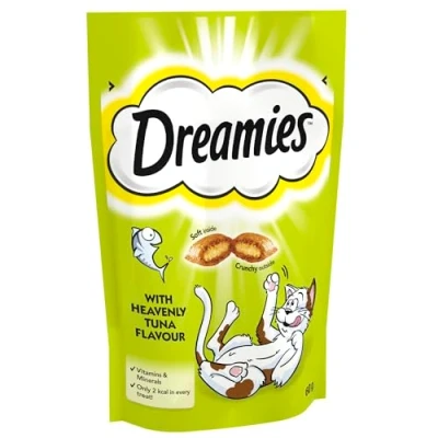 Image of Dreamies Cat Treats, Tasty Snacks with Tempting Tuna, 8 Pouches of 60 g