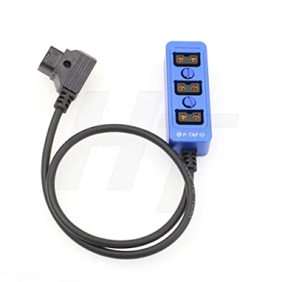 Image of HangTon D tap 1 to 3 Triple Power Splitter Cable Box, Male Female Port Distributor for Ronin 2 and V mount Battery (Blue)
