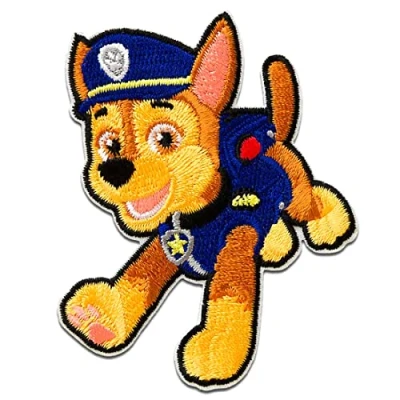 Image of Iron on Patches Paw Patrol Chase Blue 7,2x5,6cm © Spin Master Application Embroided Patch Badges
