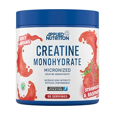 Image of Applied Nutrition Creatine Flavoured Monohydrate Micronized Powder with Flavour, Increases High Intensity Physical Performance (250g 50 Servings) (Strawberry &amp; Raspberry)