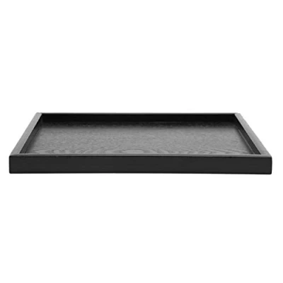 Image of Rectangle Shape Tray Black Solid Wood Tea Coffee Snack Food Meals Multipurpose Serving For Cafe Restaurant Hotel Home Shop(30 * 24cm)