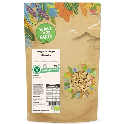 Image of Wholefood Earth Organic SOYA Chunks 1kg GMO Free Vegan High Fibre Protein Certified