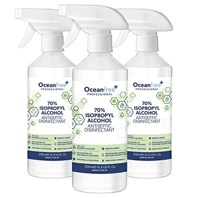 Image of IPA Disinfectant Rubbing Isopropyl Alcohol 500ml Kills 99% Bacteria, Germs Sanitiser Sanitizer (Pack of 3)