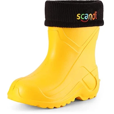 Image of Ladeheid Children&#039;s Girl&#039;s Boy&#039;s EVA Extra Light Wellington Boots Rainy Wellies Rain LA 763 (Yellow1/Black, 11 UK Child)