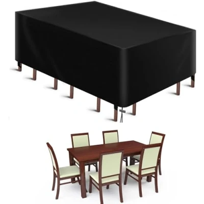 Image of BRIT VOYAGER Garden Furniture Covers, Heavy Duty 420D Oxford Fabric Outdoor Table Cover, Rattan Patio Cover Waterproof, Anti UV (250 * 210 90 cm)
