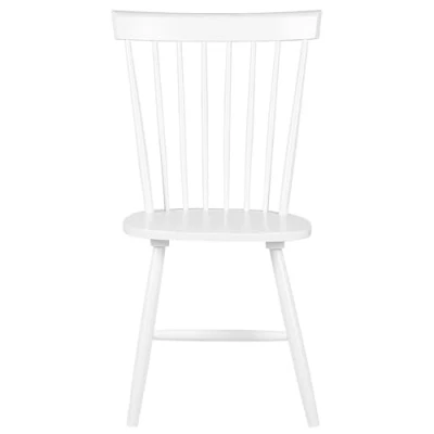 Image of Set of 2 Dining Chairs White Rustic Solid Rubberwood Spindle Back Burges
