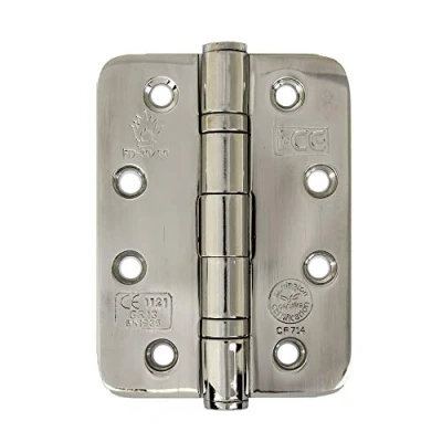 Image of Polished Stainless Steel Ball Bearing Rounded Corner Hinge 100mm CE13 Fire Rated (1 Pair)