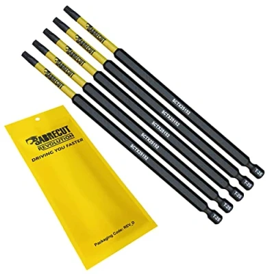 Image of 5 x SabreCut SCTX25152_5 152mm T25 TX25 Magnetic Impact Screwdriver Driver Bits Set Torx Heavy Duty Compatible with Dewalt Milwaukee Bosch Makita and More