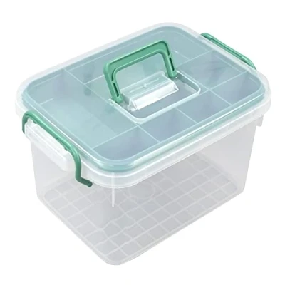 Image of Zopnny 1 Pack Plastic First Aid Medicine Box, Storage Box with Handles and Lid, Clear