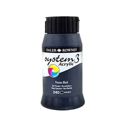 Image of Daler Rowney System3 Acrylic Paint, Plastic Pot, 16.91oz 500 ml, Process Black