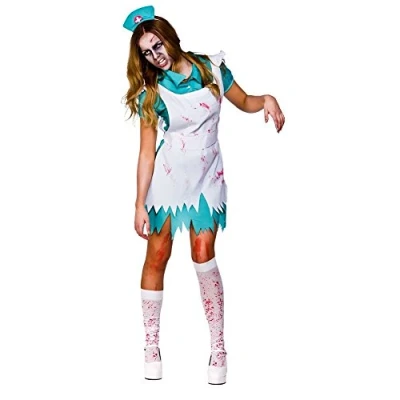 Image of Adult Ladies Bloodthirsty Zombie Nurse Halloween Fancy Dress Costume (X Large)