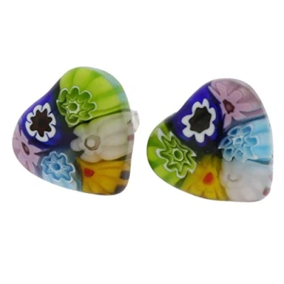 Image of GlassOfVenice Murano Glass Millefiori Heart Stud Earrings