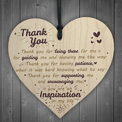 Image of RED OCEAN THANK YOU For Being There Wooden Hanging Heart Love Family Friendship Anniversary Plaque Gift Sign
