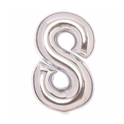 Image of Amscan 9913071 Large Number Silver 8