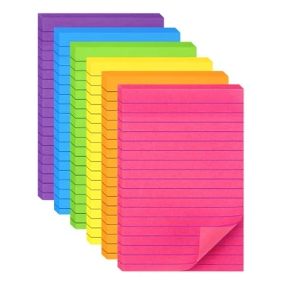 Image of YISAN Lined Sticky Notes 4x6 Inch,6 Pads,Bright Color Self Stick Pad with Lines,55 Sheet/Pad,for Office,71150