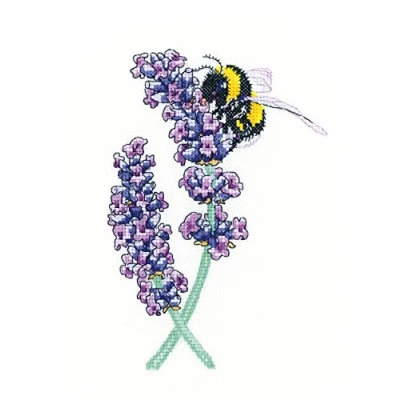 Image of Heritage Crafts Peter Underhill Cross Stitch Kit Lavender Bee (Aida)