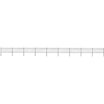 Image of vidaXL Garden Fence with Hoop Top Steel 15.3x0.8 m Black