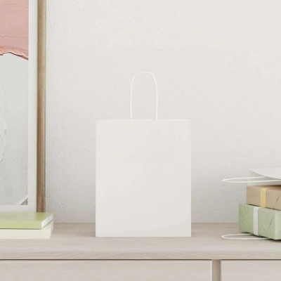 Image of vidaXL Paper Bags 250 pcs with Handles White 18x8x22 cm