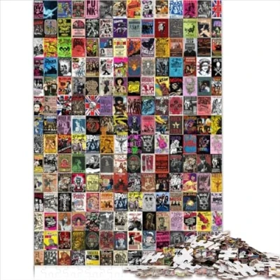Image of Adult Puzzle Vintage Collage 1000 Piece Puzzles for Adults Cardboard and Children Size (26x38cm)