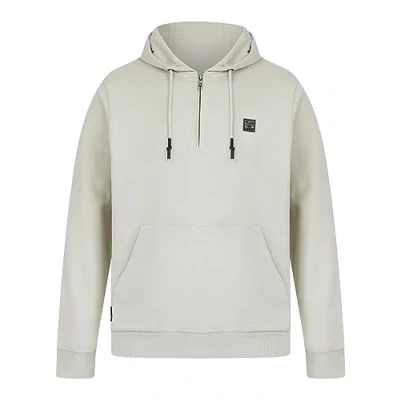 Image of Tokyo Laundry Men&#039;s Invective Quarter Zip Neck Brushback Fleece Pullover Hooded Top Light Grey