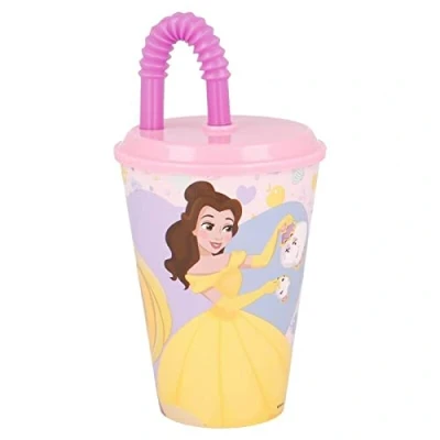 Image of Gold1 Kids Character Sports Tumbler 430ML Drinking Re usable Plastic Cup with Straw (Princess)