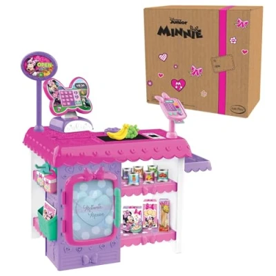 Image of Disney Junior Minnie Mouse Marvelous Market, Pretend Play Cash Register with Realistic Sounds, 38 Food Pieces and Accessories, Officially Licensed Kids Toys for Ages 3 Up by Just