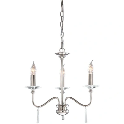 Image of Finsbury Park Chandelier 3 Light Polished Nickel Finish, E14