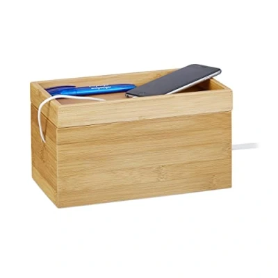 Image of Relaxdays Cable box bamboo
