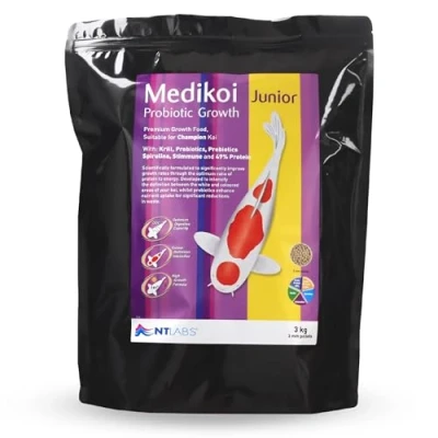 Image of NT Labs Medikoi Probiotic Growth, Complete Feed For All Pond Fish, Ideal Late Spring and Summer Feeding, High Protein Fish Feed, Maintains Immune System, Koi Food (3 kg)(3 mm)