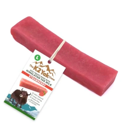 Image of the K2 Yak chew Dog Treats Strawberry Flavour 100% Natural and Long Lasting (L (Pack of 4))