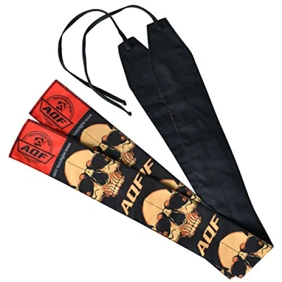 Image of AQF Wrist Wraps Weight Lifting Gym Training Support 35&quot; Orange Skull