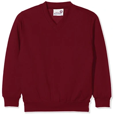 Image of AWDis Boy&#039;s Kids Academy V Neck Sweatshirt School Top, Red (Academy Burgundy), 13 Years (Manufacturer Size:XX Large)