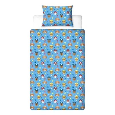 Image of Paw Patrol Official Toddler Duvet Cover Vibrant &amp; Adorable Squad Design Reversible 2 Sided Bedding with Matching Pillowcase in Blue