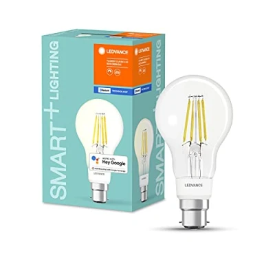 Image of LEDVANCE Smart Led Lamp With Bluetooth, B22D, Dimmable, Warm White (2700 k), Replaces Incandescent Lamps 60 W, Controllable Alexa, Google And Apple, + Filament Classic Dim, Pack Of 4