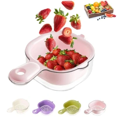 Image of Kitchen Dual layer Draining Basket with Handle,dual Basket,2 In 1 Drainer Basket,fruit Strainer Veggie Colander